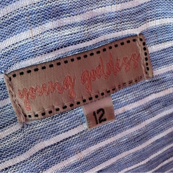 Size 12, blue and white striped linen mini dress - Picture 4 of 4